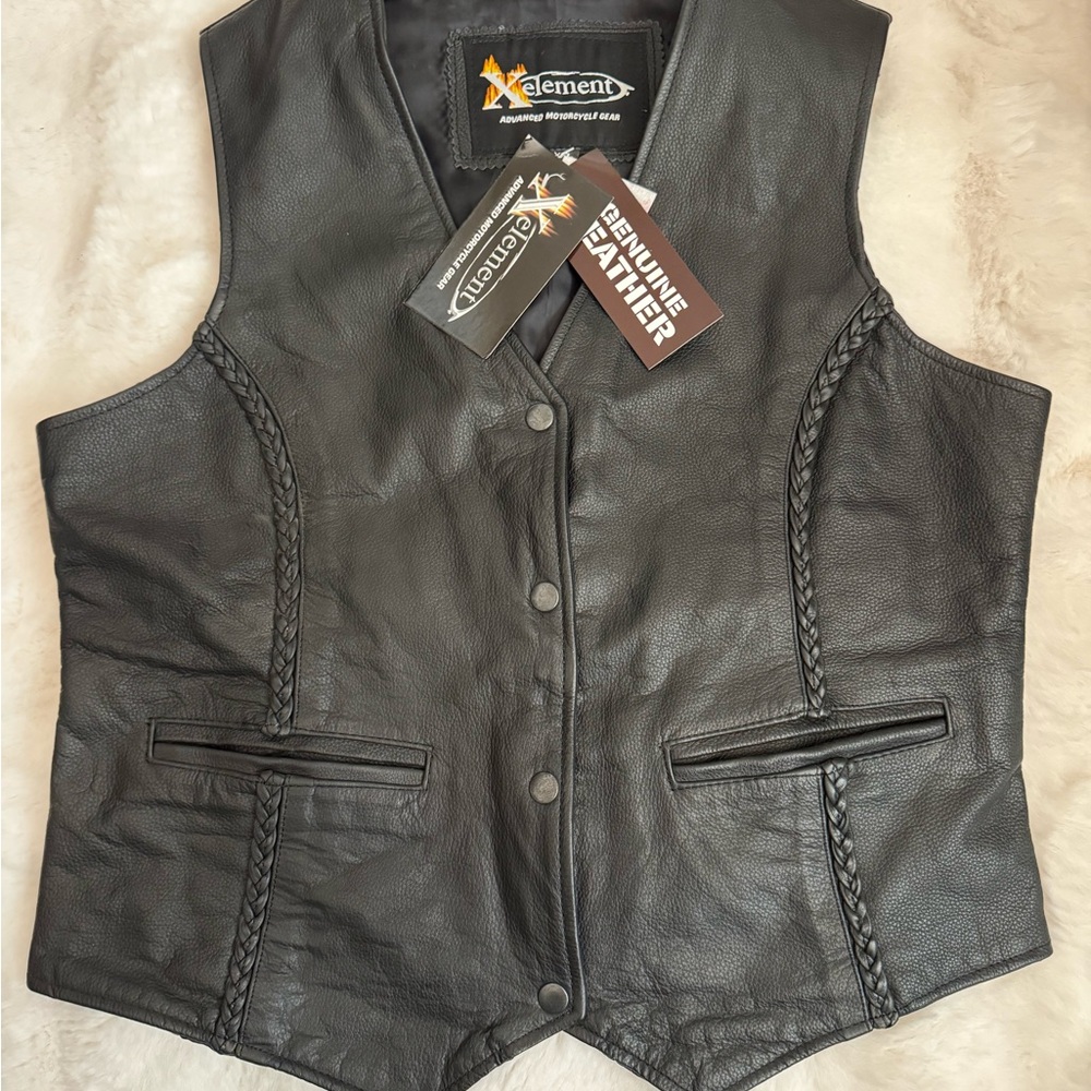 XElement Genuine Leather Motorcycle Vest - READ